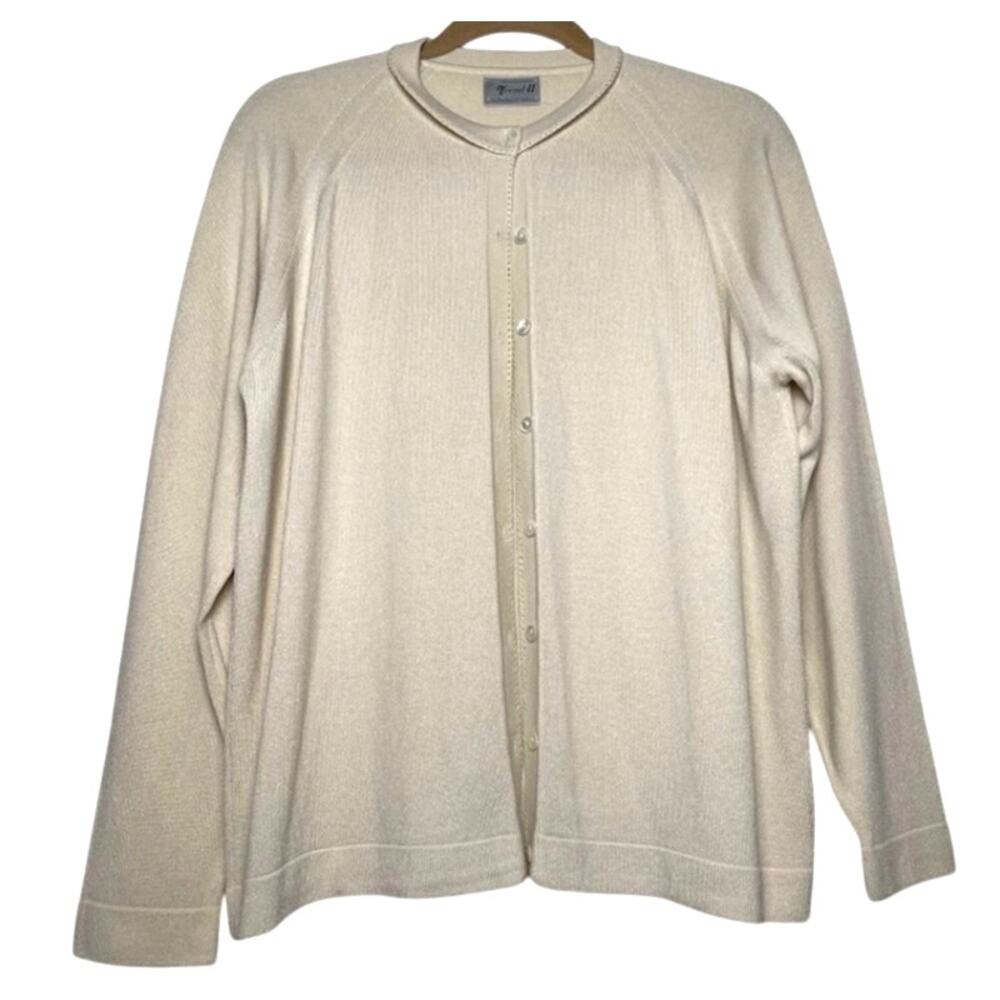 Vintage Huntley Cardigan Ivory Womens M Sweater Button Down Cream Top Classic
